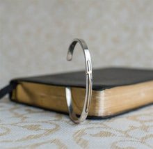 Load image into Gallery viewer, 14Kt. Gold Cross on Silver Skinny Cuff