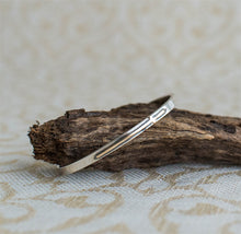 Load image into Gallery viewer, 14Kt. Gold Cross on Silver Skinny Cuff