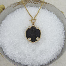 Load image into Gallery viewer, Bronze Anonymous Follis set in Gold with Diamonds- Incredible Rare Coin