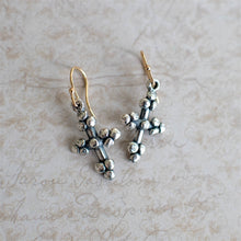 Load image into Gallery viewer, Trio Dot Cross Earrings