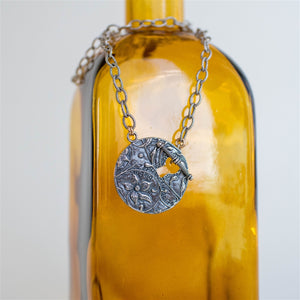 Floral Pendant with Key Toggle Necklace