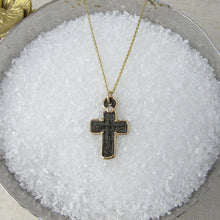Load image into Gallery viewer, Bronze Crucifix Set in Gold w/ Diamond