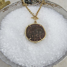Load image into Gallery viewer, Copper Follis set in Gold with Diamonds