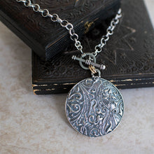 Load image into Gallery viewer, Large Embossed Floral Vine Pendant